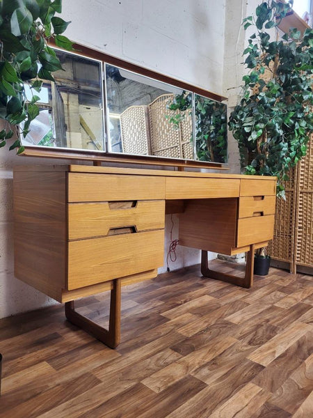 Vintage 60's Uniflex Q Range Teak Dressing Table Desk Mid-Century Retro