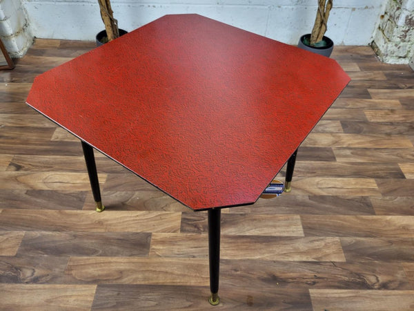 Vintage 60's Red Formica Coffee Table Black Dansette Legs Mid-Century Atomic MCM