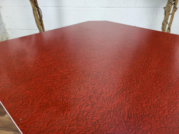 Vintage 60's Red Formica Coffee Table Black Dansette Legs Mid-Century Atomic MCM