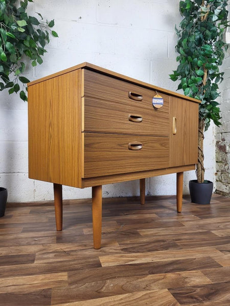 Vintage 70's Schreiber Sideboard Teak Effect Mini Compact Mid-Century Retro