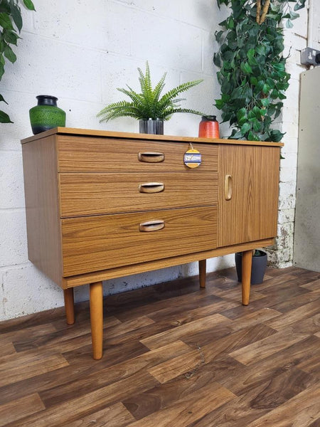 Vintage 70's Schreiber Sideboard Teak Effect Mini Compact Mid-Century Retro