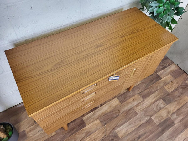 Vintage 70's Schreiber Sideboard Teak Effect Mini Compact Mid-Century Retro