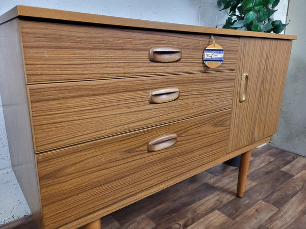 Vintage 70's Schreiber Sideboard Teak Effect Mini Compact Mid-Century Retro