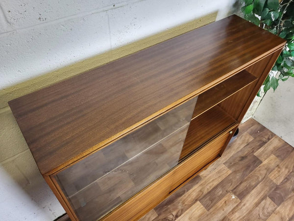 Vintage Mid-Century Beaver & Tapley Teak & Glass Slim Bookcase Sideboard MCM