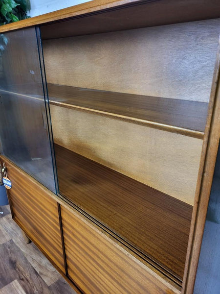 Vintage Mid-Century Beaver & Tapley Teak & Glass Slim Bookcase Sideboard MCM