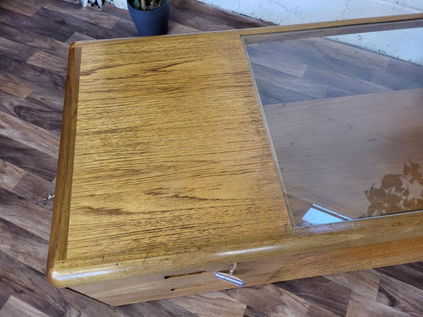 Vintage Mid-Century Meredew Teak & Glass Coffee Table With Drawers Retro Scandi