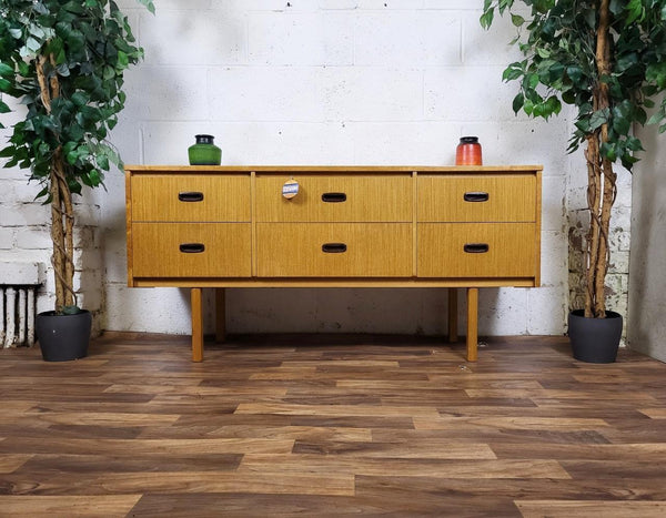 Vintage Mid-Century Teak Compact 6 Drawer Sideboard Retro Scandi MCM