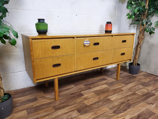 Vintage Mid-Century Teak Compact 6 Drawer Sideboard Retro Scandi MCM