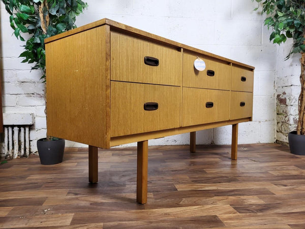 Vintage Mid-Century Teak Compact 6 Drawer Sideboard Retro Scandi MCM