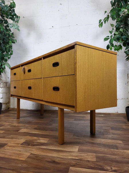 Vintage Mid-Century Teak Compact 6 Drawer Sideboard Retro Scandi MCM